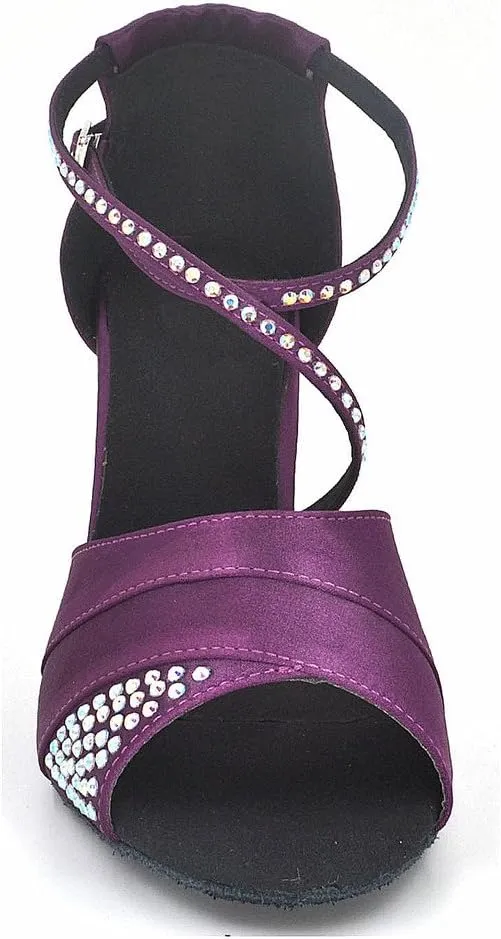 Misu Women's Peep Toe Sandals Latin Salsa Tango Practice Ballroom Dance Shoes with 3.9" Heel