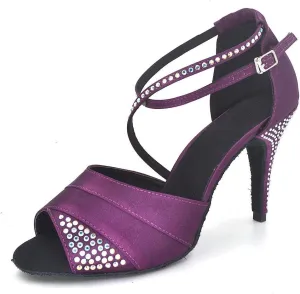 Misu Women's Peep Toe Sandals Latin Salsa Tango Practice Ballroom Dance Shoes with 3.9" Heel