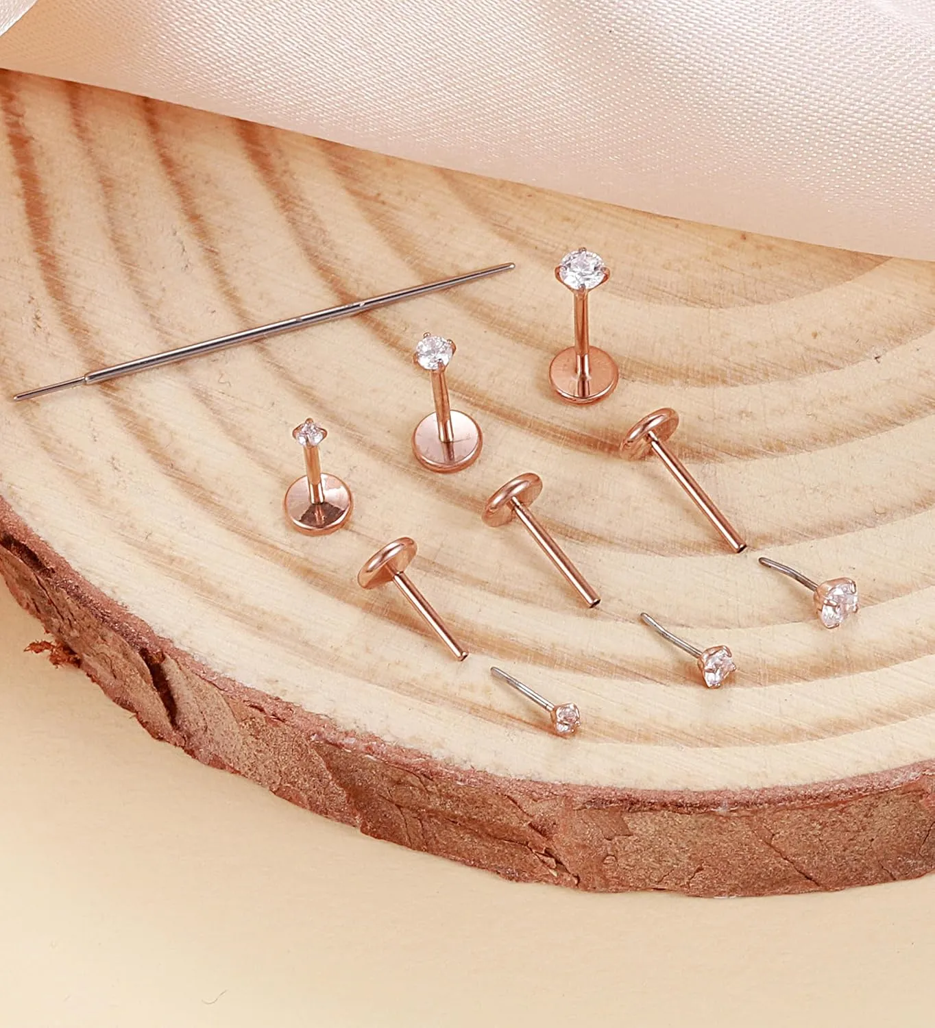 MJust Hypoallergenic Titanium Nose Studs for Women & Men  8pcs L-Shaped G23 Studs for Sensitive Skin
