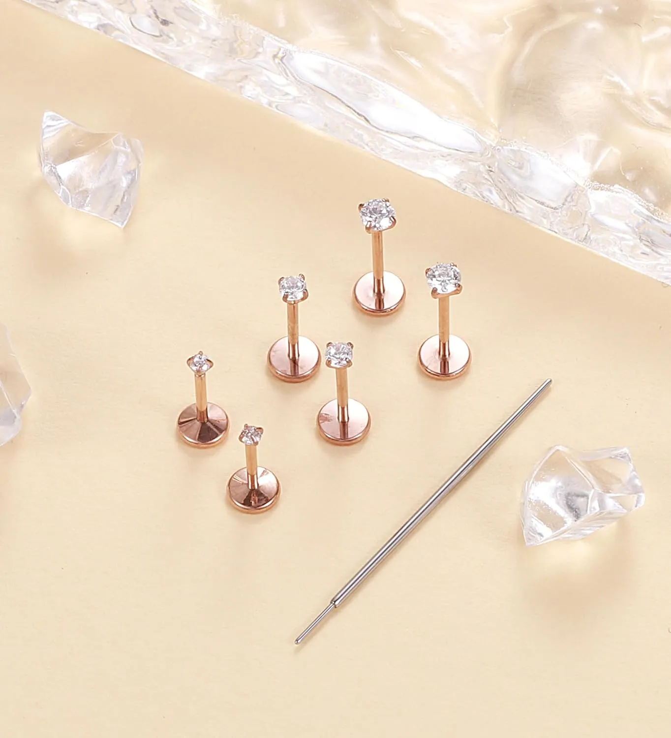 MJust Hypoallergenic Titanium Nose Studs for Women & Men  8pcs L-Shaped G23 Studs for Sensitive Skin