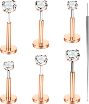 MJust Hypoallergenic Titanium Nose Studs for Women & Men  8pcs L-Shaped G23 Studs for Sensitive Skin