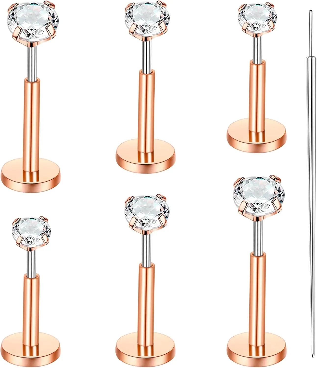MJust Hypoallergenic Titanium Nose Studs for Women & Men  8pcs L-Shaped G23 Studs for Sensitive Skin