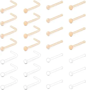 MODRSA Clear Nose Studs Clear Nose Rings for Work Plastic Nose Rings for Surgery Clear Nose Retainer Clear Earrings for Sports Plastic Belly Button Rings Clear Lip Piercing Clear Cartilage Earring