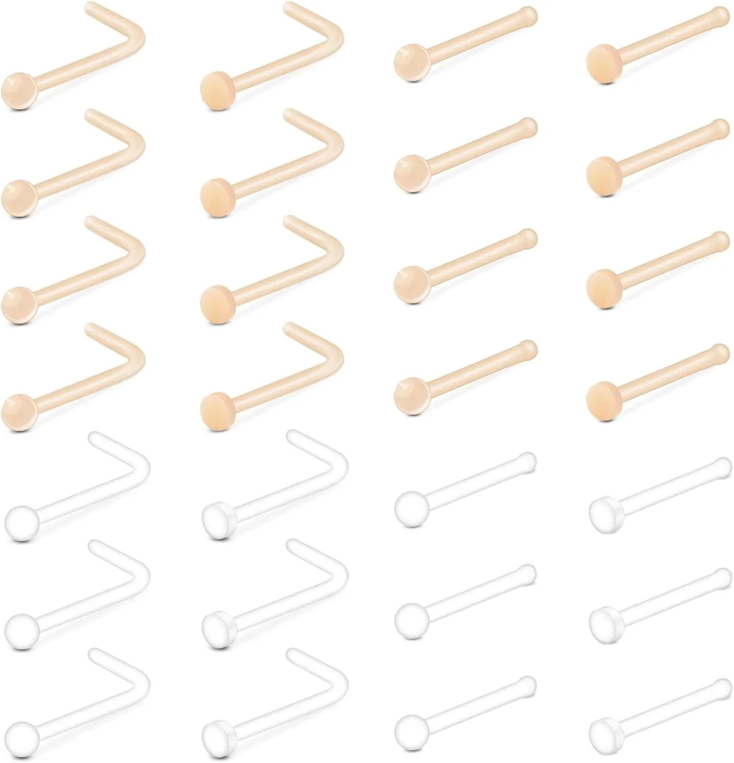 MODRSA Clear Nose Studs Clear Nose Rings for Work Plastic Nose Rings for Surgery Clear Nose Retainer Clear Earrings for Sports Plastic Belly Button Rings Clear Lip Piercing Clear Cartilage Earring