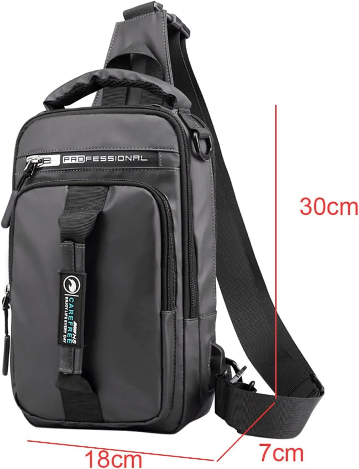 Multifunction Shoulder Bag Backpack Usb Charging Nylon Chest Black Fanny Pack For Men Men Leather (Blue, One Size)