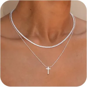 Necklaces for Women 14k Gold/Sterling Silver Plated Simple Layered Necklaces for Women Trendy Chain Necklace Jewelry