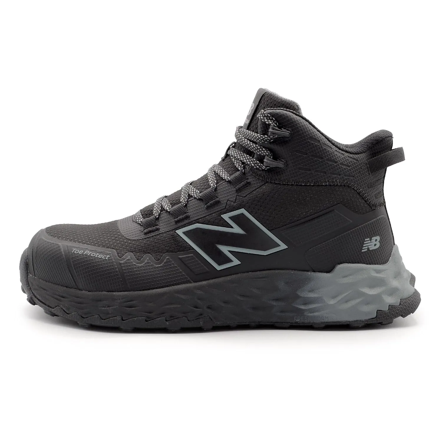 New Balance Fresh Foam Cremorne Composite Toe Safety Shoes for Men - Non Slip, Electrical Hazard - Wide Fit, Black/Grey, Mid