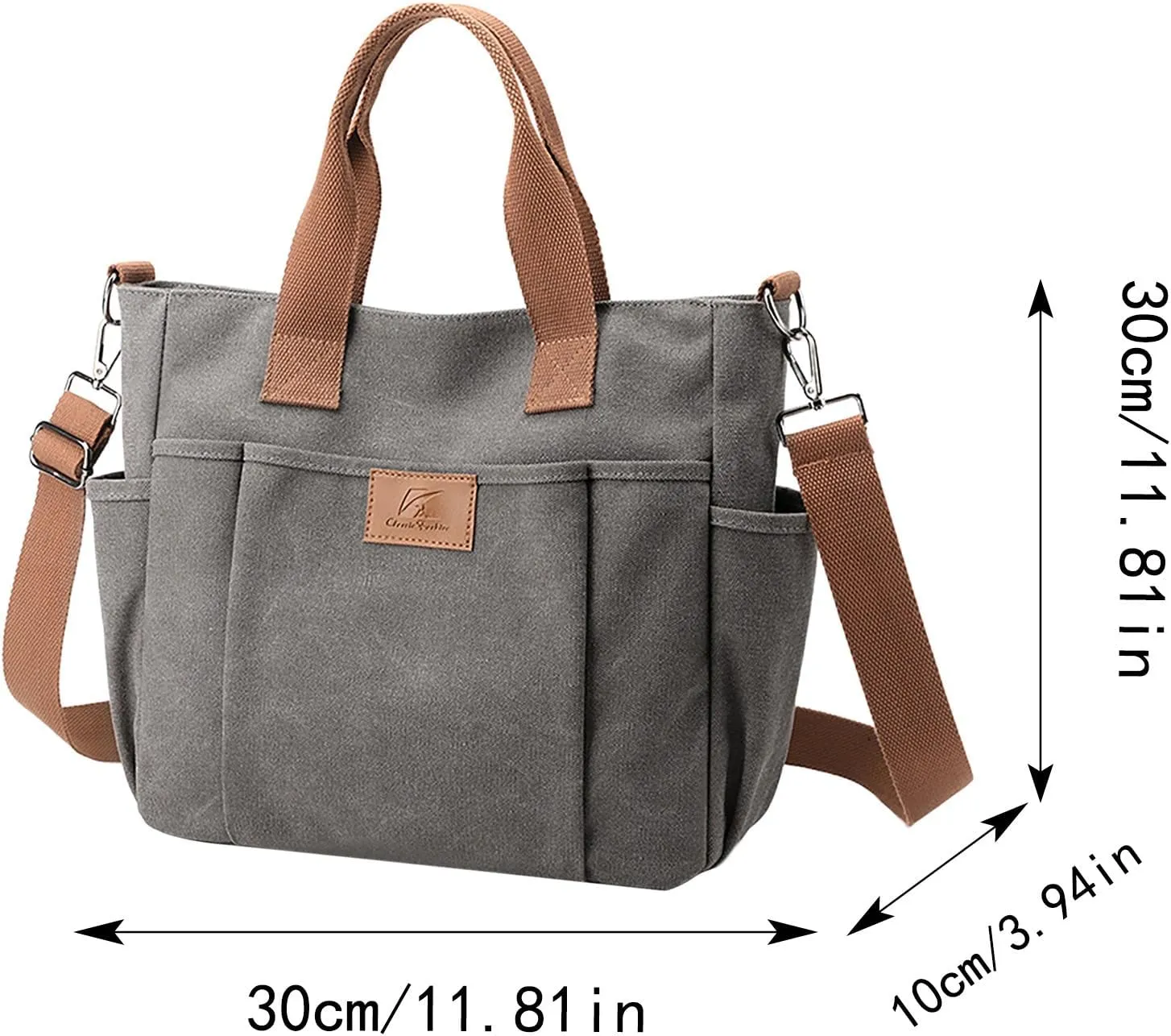 New Fashionable Layer Crossbody Bag Lightweight Canvas Casual Hiking Bag Men Leather Briefcase Bags (Grey, One Size)