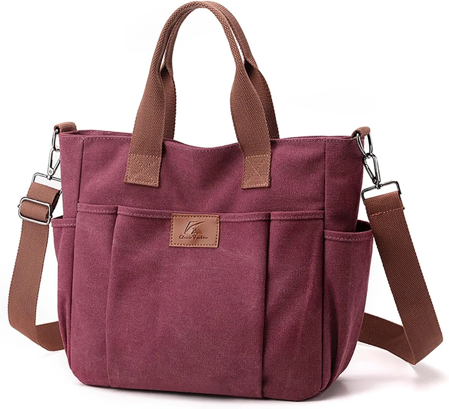 New Fashionable Layer Crossbody Bag Lightweight Canvas Casual Hiking Bag Men Leather Briefcase Bags (Purple, One Size)