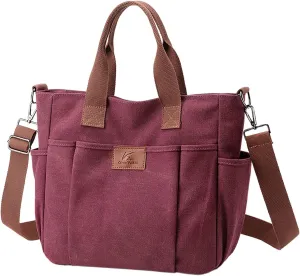 New Fashionable Layer Crossbody Bag Lightweight Canvas Casual Hiking Bag Men Leather Briefcase Bags (Purple, One Size)