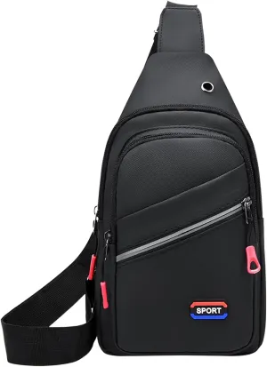 New Fashionable Layer Crossbody Bags Lightweight Nylon Sport Running Hiking Bag Passion Leather (Black, One Size)