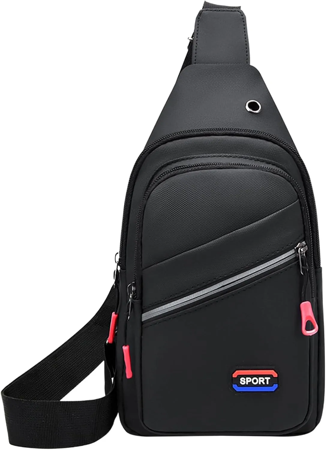 New Fashionable Layer Crossbody Bags Lightweight Nylon Sport Running Hiking Bag Passion Leather (Black, One Size)