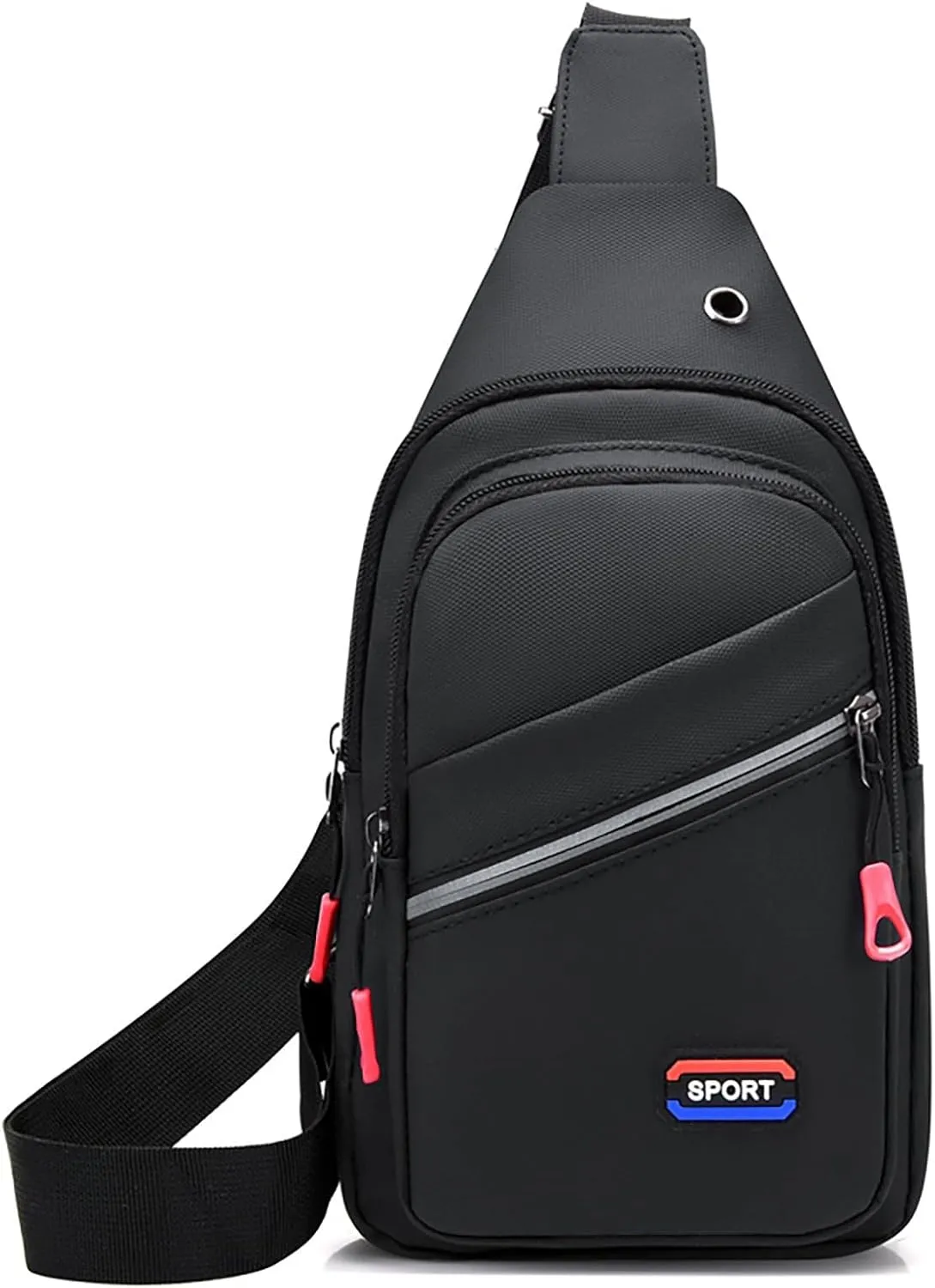New Fashionable Layer Crossbody Bags Lightweight Nylon Sport Running Hiking Bag Passion Leather (Black, One Size)