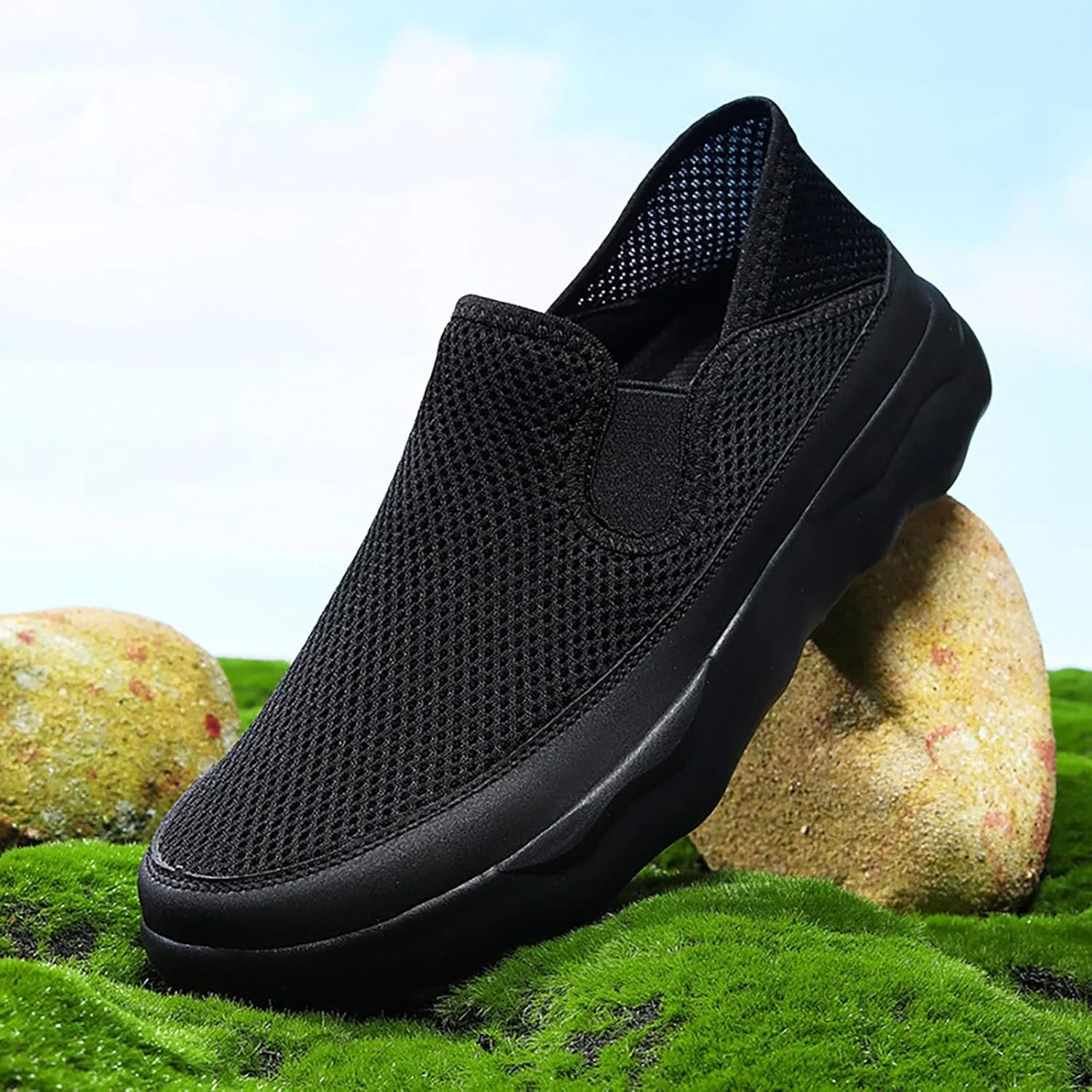 New Men's Hollow Breathable Mesh Casual Fashion Sport Shoe Mens Sneaker Slippers