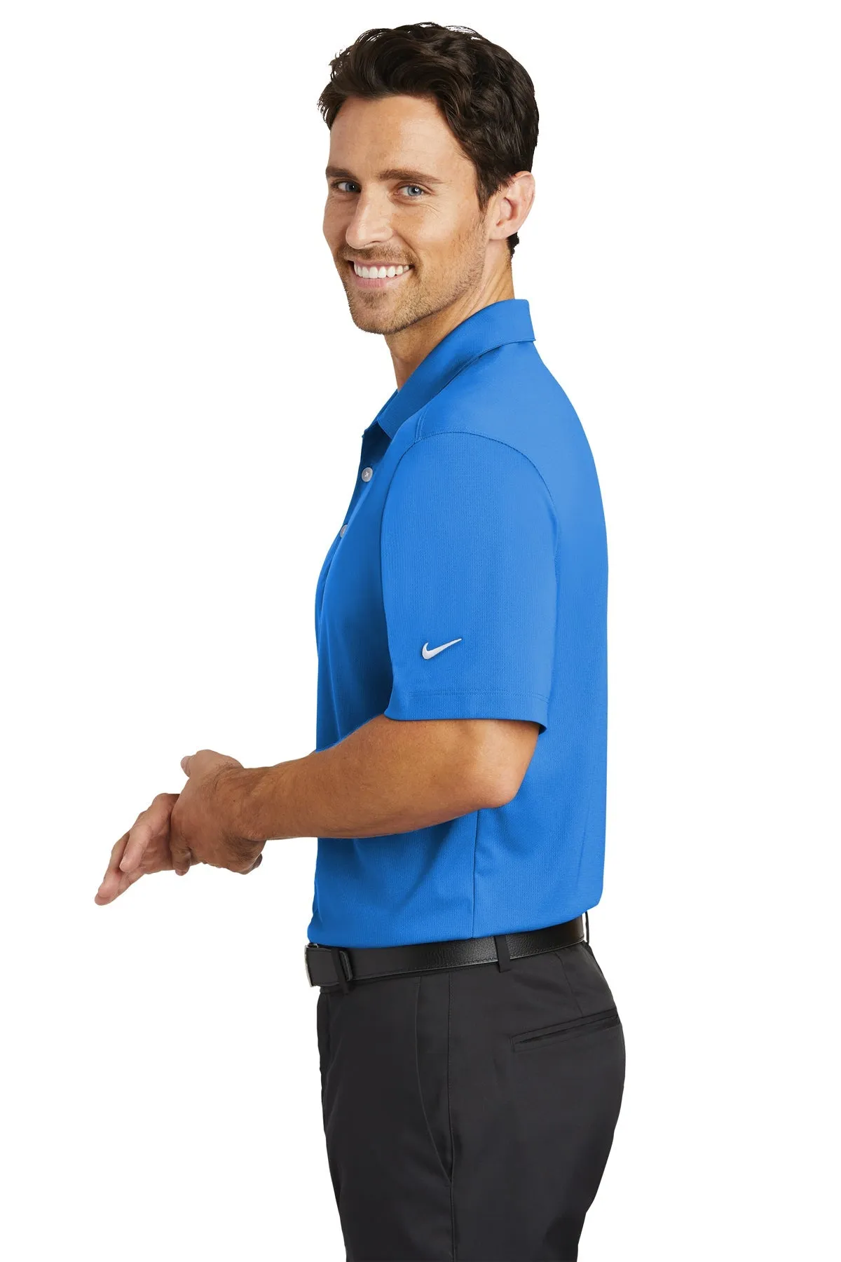 Nike Dri-FIT Vertical Mesh Custom Polos, Brisk Blue