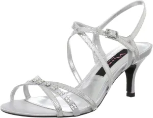 NINA Curran Womens Dressy Sandals Silver Royal Satin 6.5