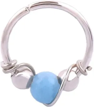 Nose Ring Holder Jewelry Piercing Rings For Daily Life Women Nose Ring Drop Shaped Beads Decor Small (Silver, One Size), 5ejqU75Vv