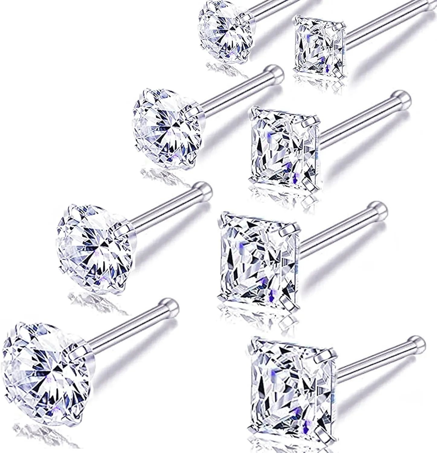 Nose Rings Studs L Screw Bone Shpaed Nose Studs for Women 18g 20g 22g 14K Gold Plated