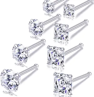 Nose Rings Studs L Screw Bone Shpaed Nose Studs for Women 18g 20g 22g 14K Gold Plated