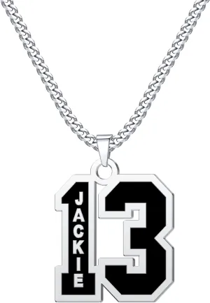 Number Necklace for Athletes Boys Stainless Steel 0-99 Number Charm Pendant Personalized Sports Jewelry for Men Basketball Baseball Football
