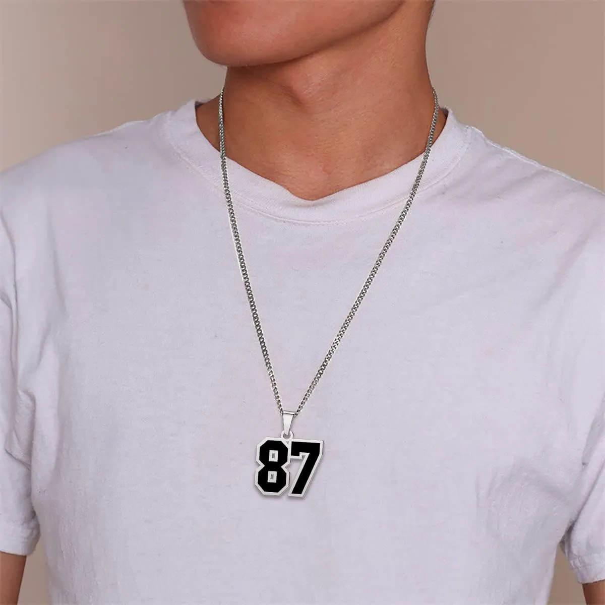 Number Necklace for Athletes Boys Stainless Steel 0-99 Number Charm Pendant Personalized Sports Jewelry for Men Basketball Baseball Football