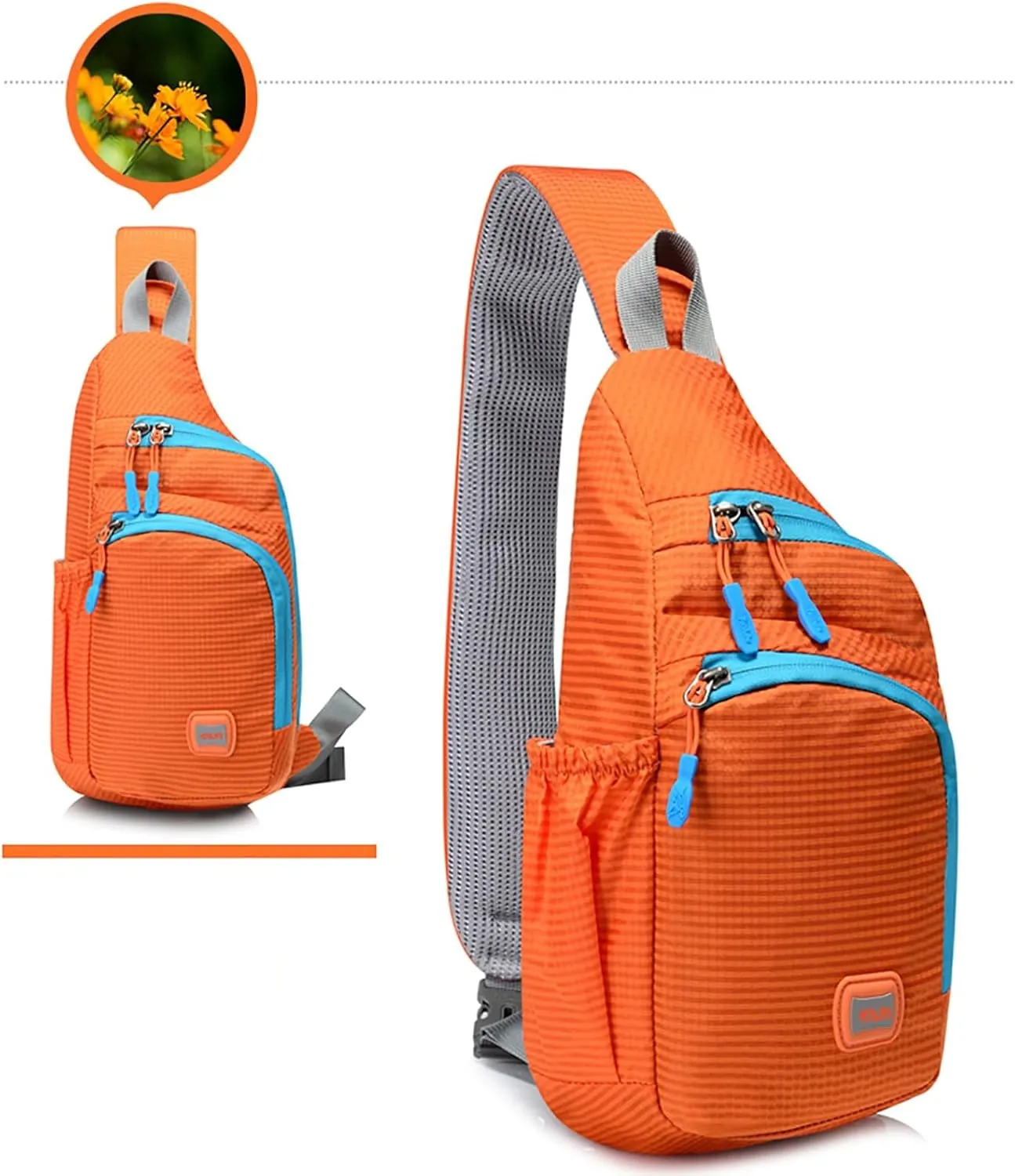 Nylon Fanny Pack Trendy Zipper Sling Bags With Side Pocket For Outdoor Sports Men Shoulder Bags Extra (F, One Size)