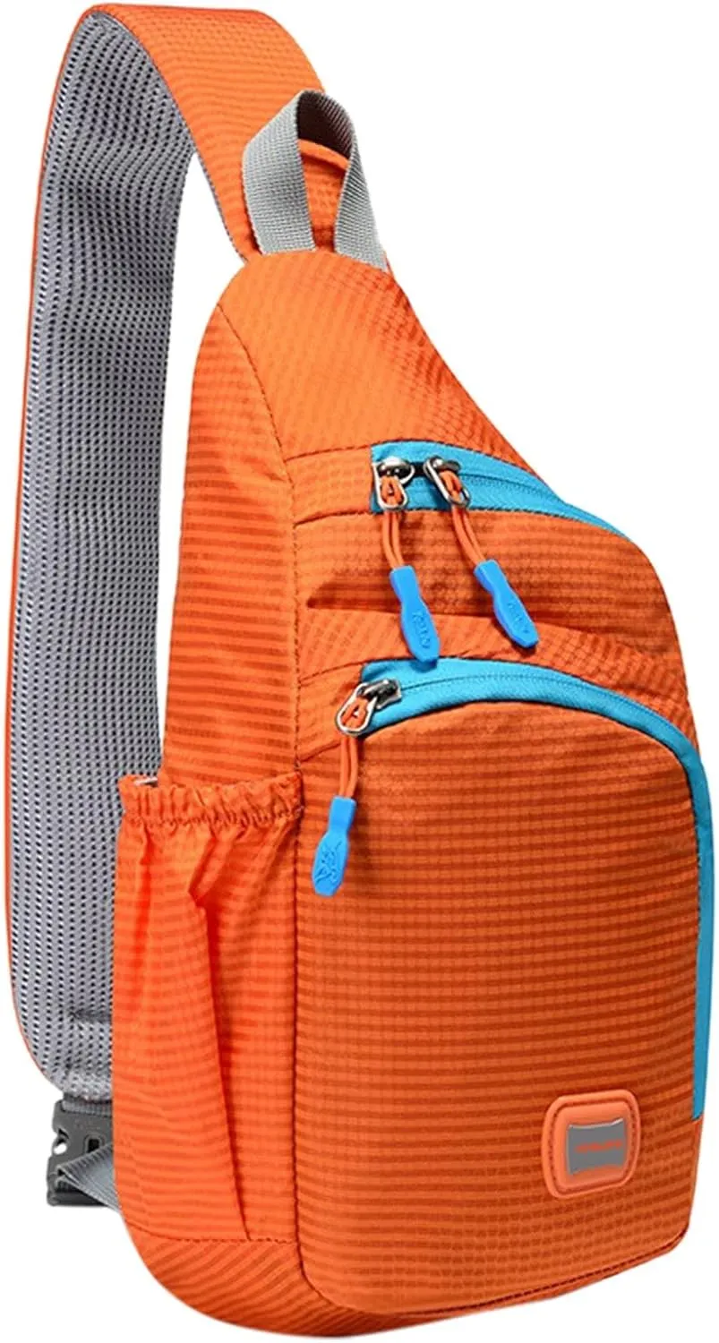 Nylon Fanny Pack Trendy Zipper Sling Bags With Side Pocket For Outdoor Sports Men Shoulder Bags Extra (F, One Size)