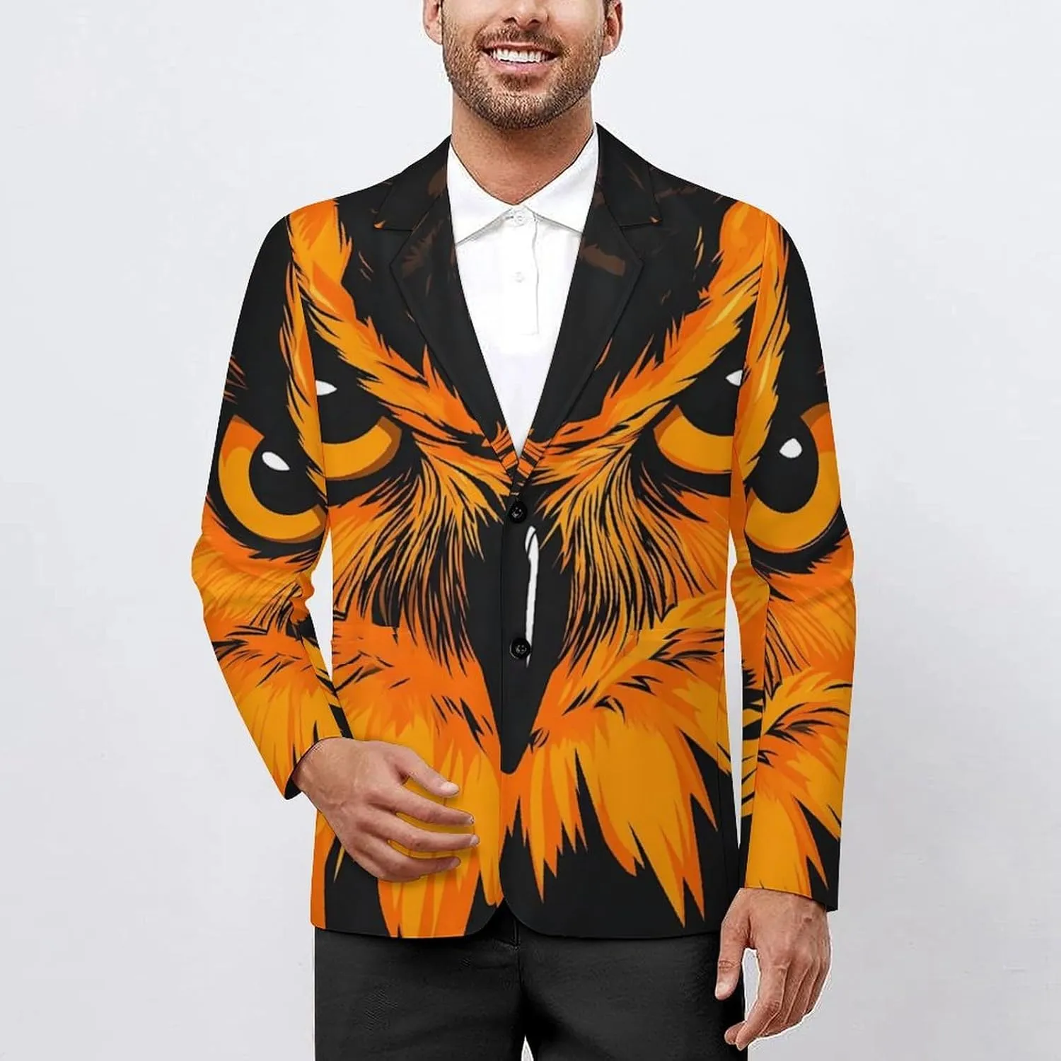 Orange Owl Men's Double Button Lapel Casual Blazer Suit Jacket Lightweight Business Jacket