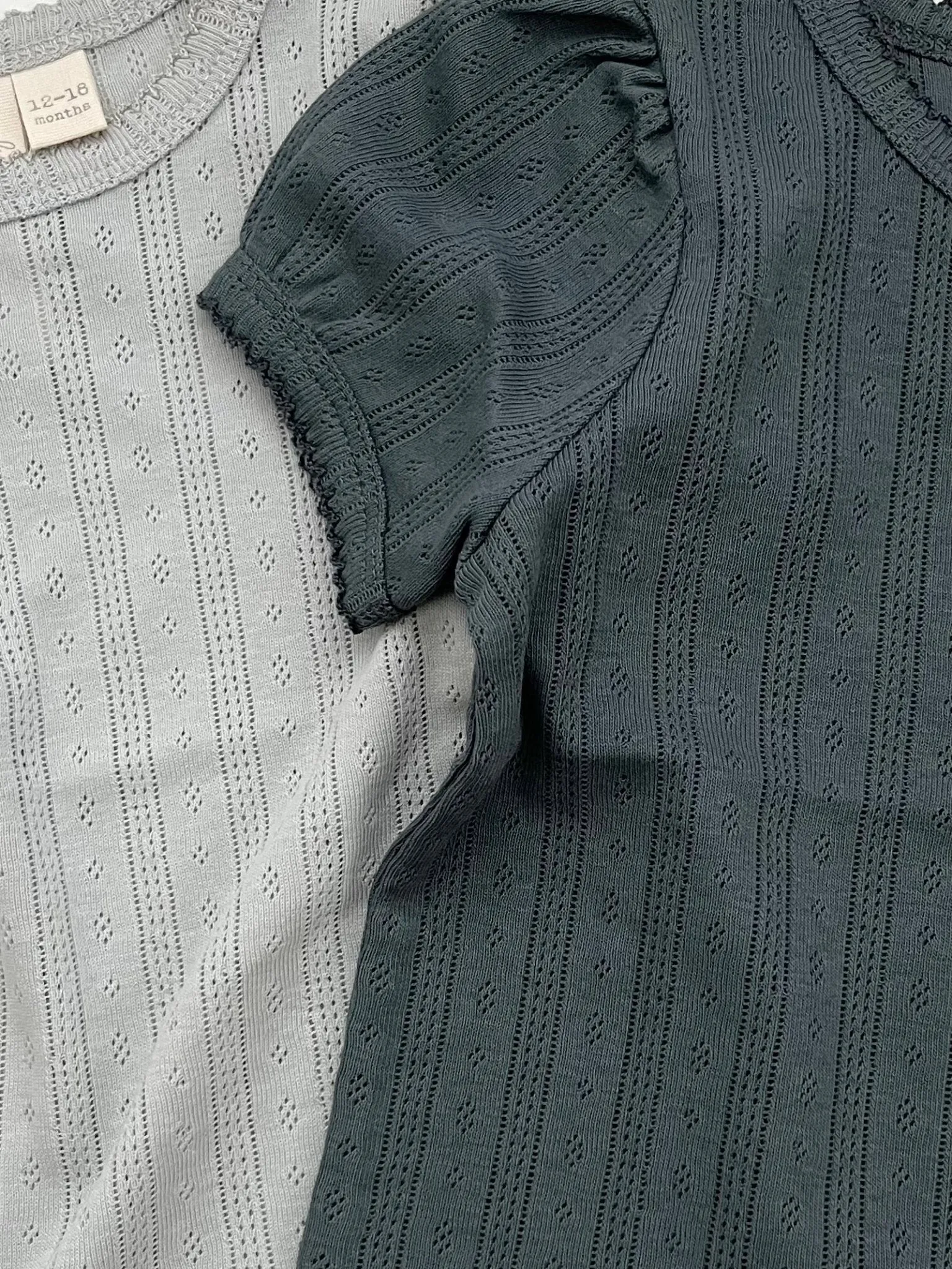 Organic Pointelle T-Shirt  || Storm Blue