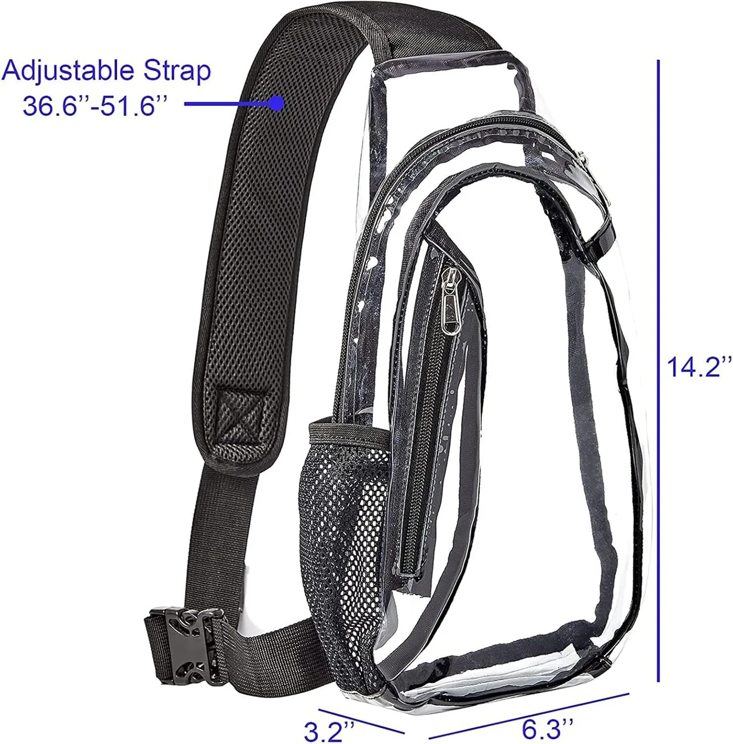 Outdoor Travel Leisure Sports Visual Bags Adjustable Belt Cute Bags Transparent Waist Purse Bag Clear (White, One Size)