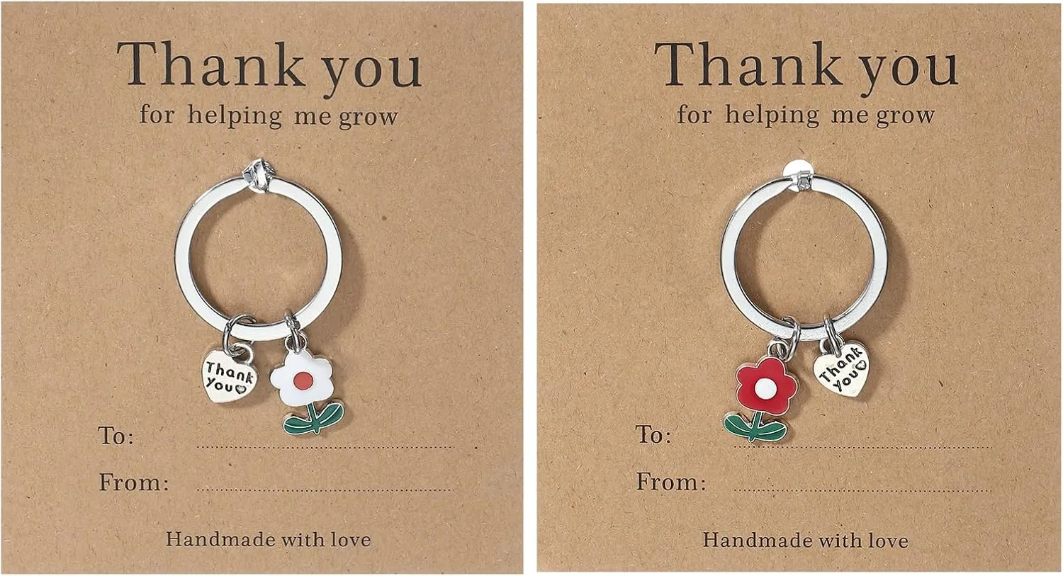 PATIKIL Teacher Appreciation Keychain Gifts, Cute Flower Pendant Charm Keyring Purse Bag Accessories Car Ring Pendants