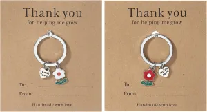 PATIKIL Teacher Appreciation Keychain Gifts, Cute Flower Pendant Charm Keyring Purse Bag Accessories Car Ring Pendants