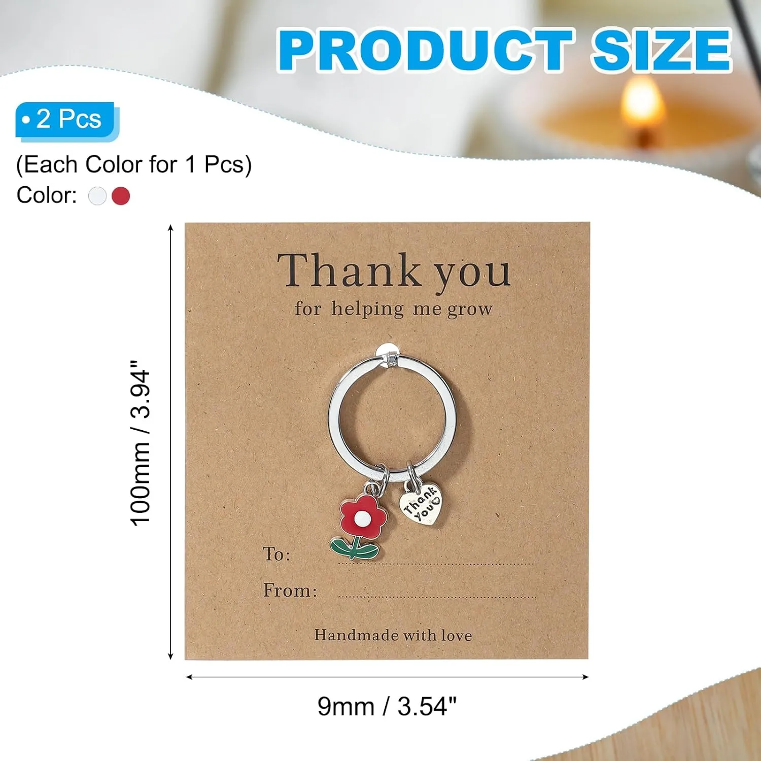 PATIKIL Teacher Appreciation Keychain Gifts, Cute Flower Pendant Charm Keyring Purse Bag Accessories Car Ring Pendants