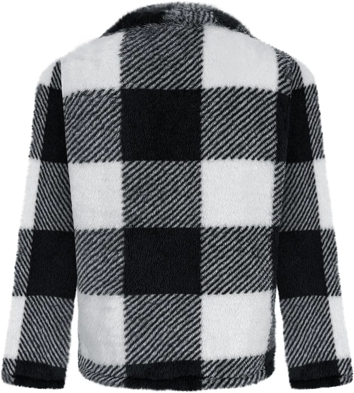 Pea Coats for Women Oversized Fleece Plaid Cardigan Long Sleeve Thermal Winter Jackets Casual Fit Outerwear