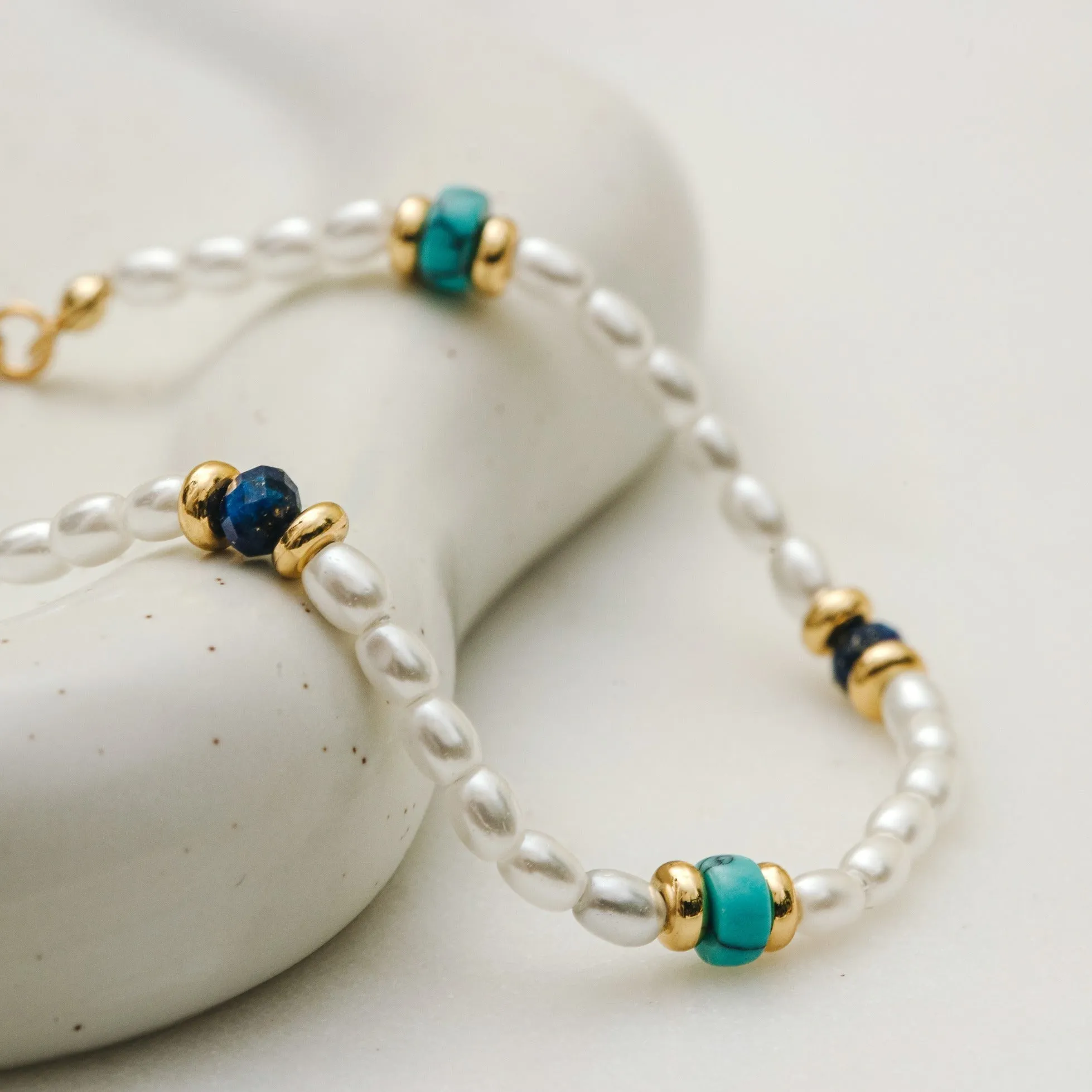 Pearl & Stone Beaded Anklet