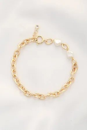 Pearl Beaded Oval Link Bracelet