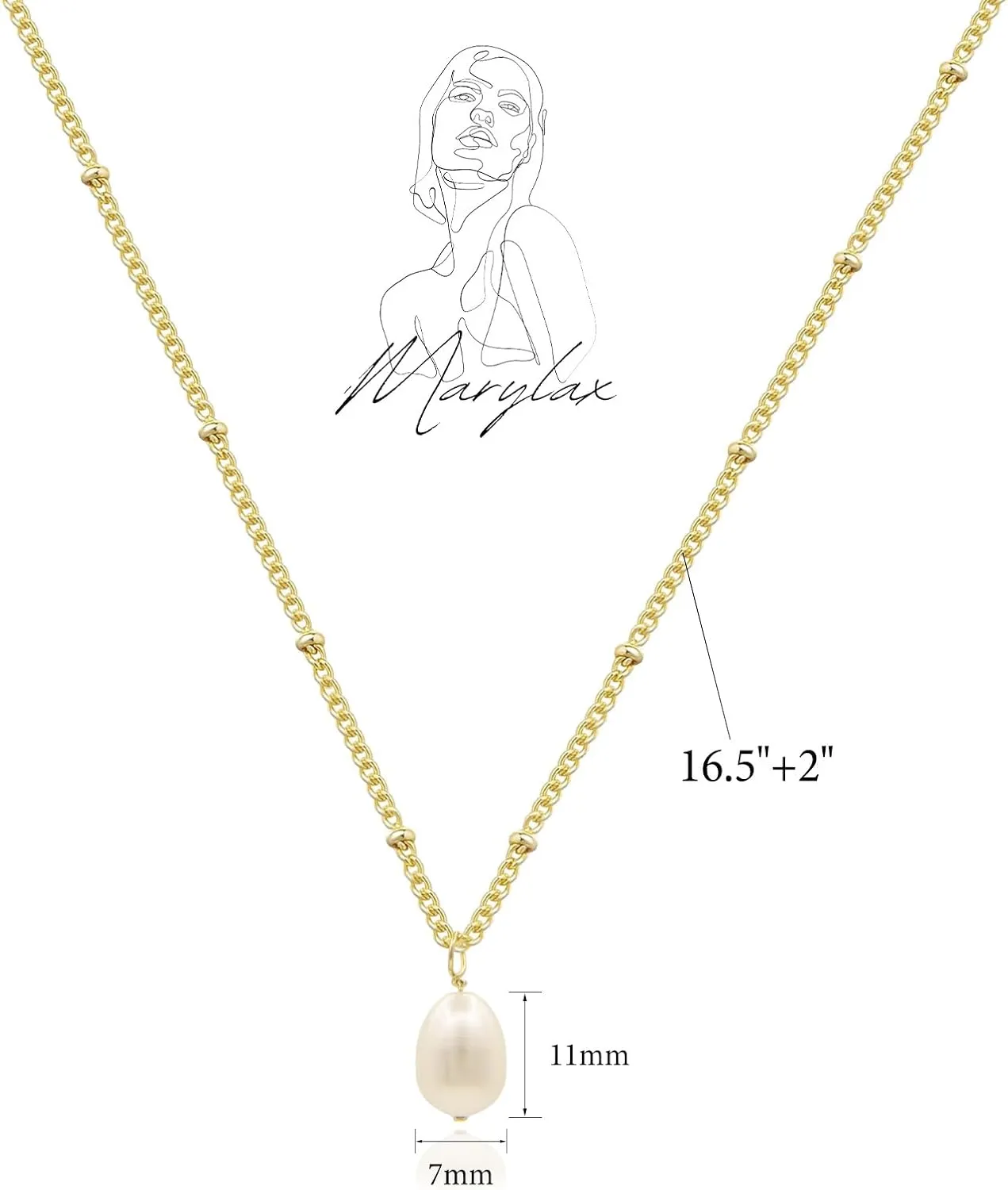 Pearl Necklaces for Women, Dainty 14K Gold/Silver Plated Pearl Necklace, Simple White Pearls Choker Y-shaped Pearl Single Pearl Cute Pearl Thin Chain Necklace, Elegant Women Wedding Jewelry