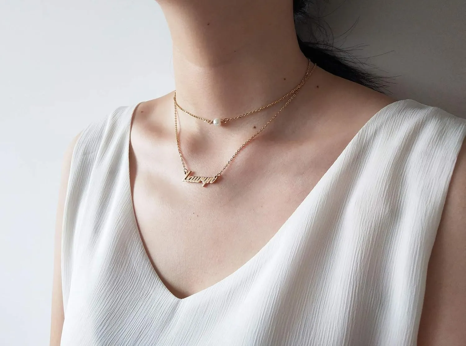 Personalized Custom Name Necklace Layered Choker Necklaces for Women
