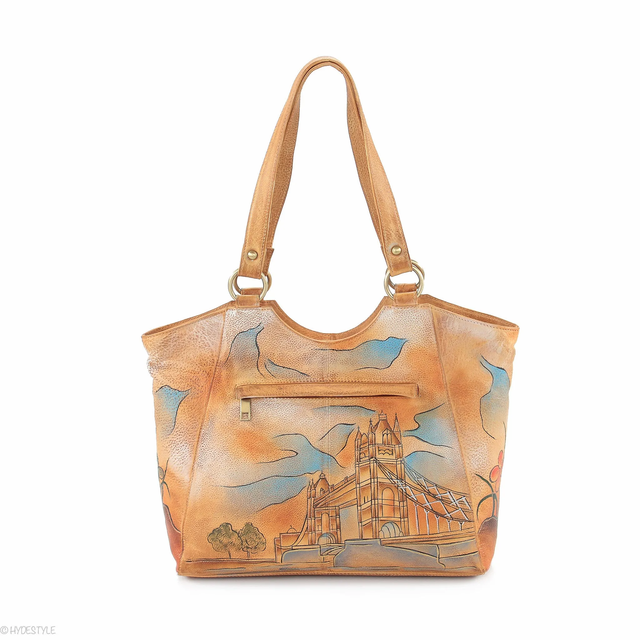 Picta Manu hand painted leather shopper bag #LB20 Tower Bridge