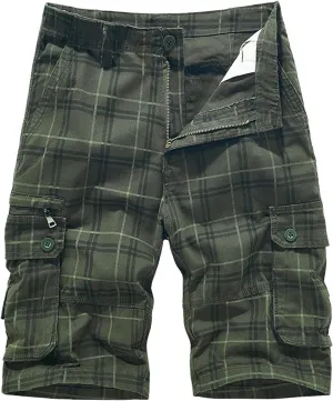 Plaid Straight Leg Cargo Sport Gym Trousers Pants for Man Summer Fall Loose Fit Trousers Pants Shorts Mens 2025