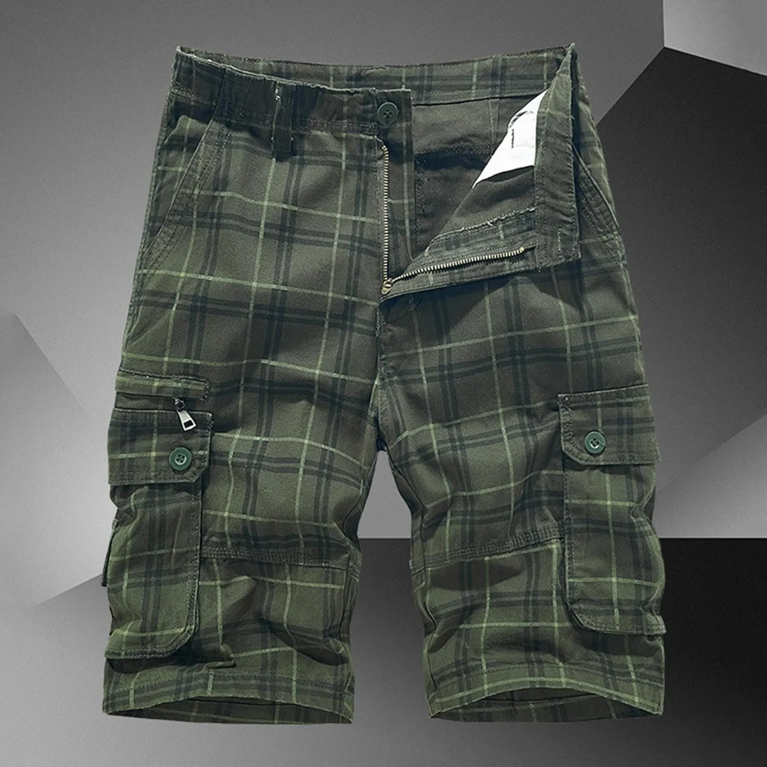 Plaid Straight Leg Cargo Sport Gym Trousers Pants for Man Summer Fall Loose Fit Trousers Pants Shorts Mens 2025