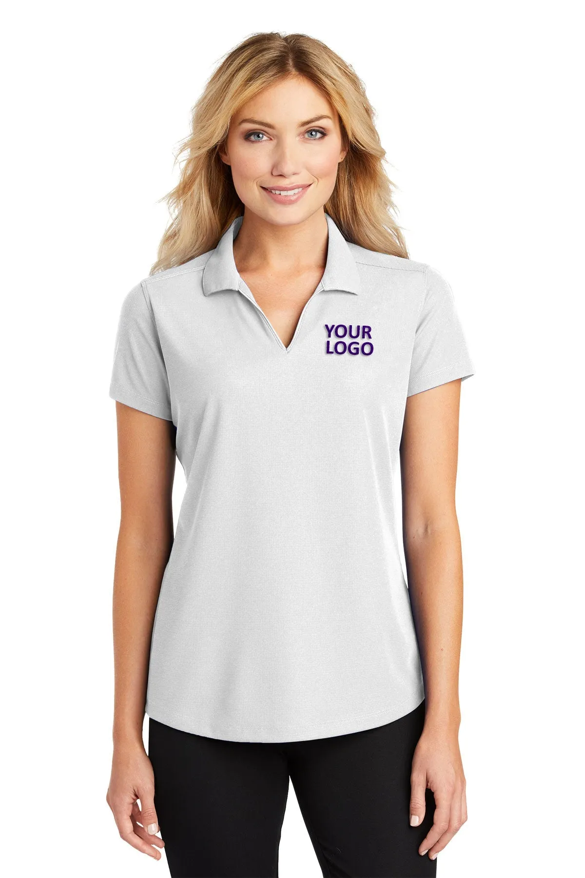 Port Authority Ladies Dry Zone Custom Grid Polos, White