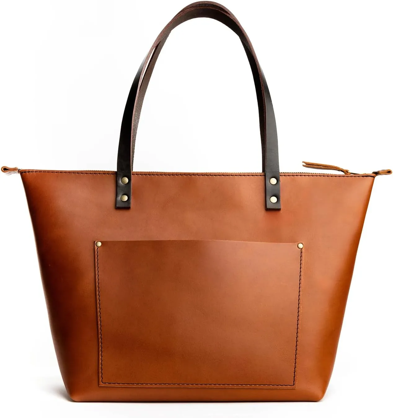 Portland Leather Goods Medium Zipper Tote Bag  Handmade, Durable & Unlined  Interior & Exterior Pockets