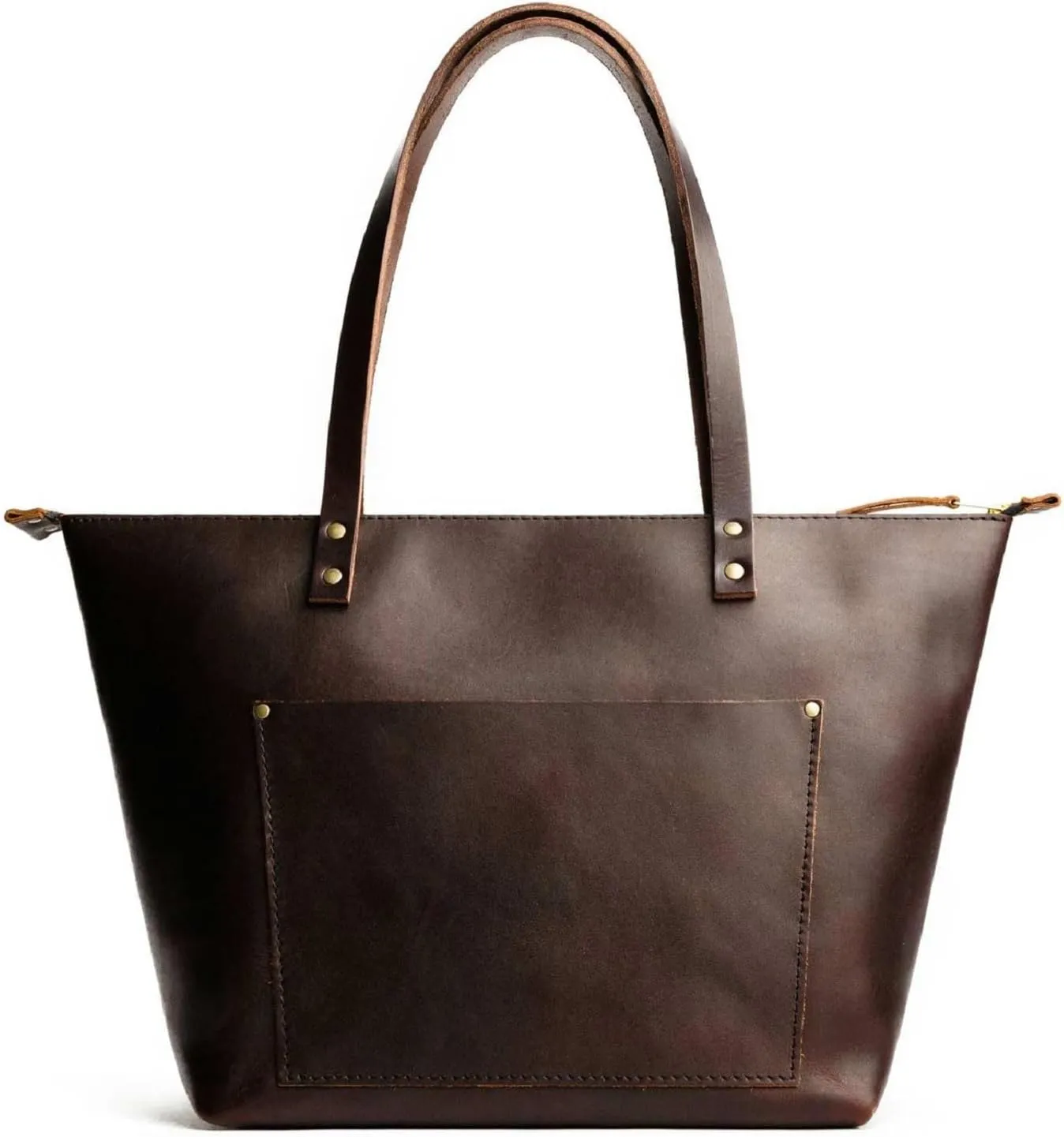 Portland Leather Goods Medium Zipper Tote Bag  Handmade, Durable & Unlined  Interior & Exterior Pockets