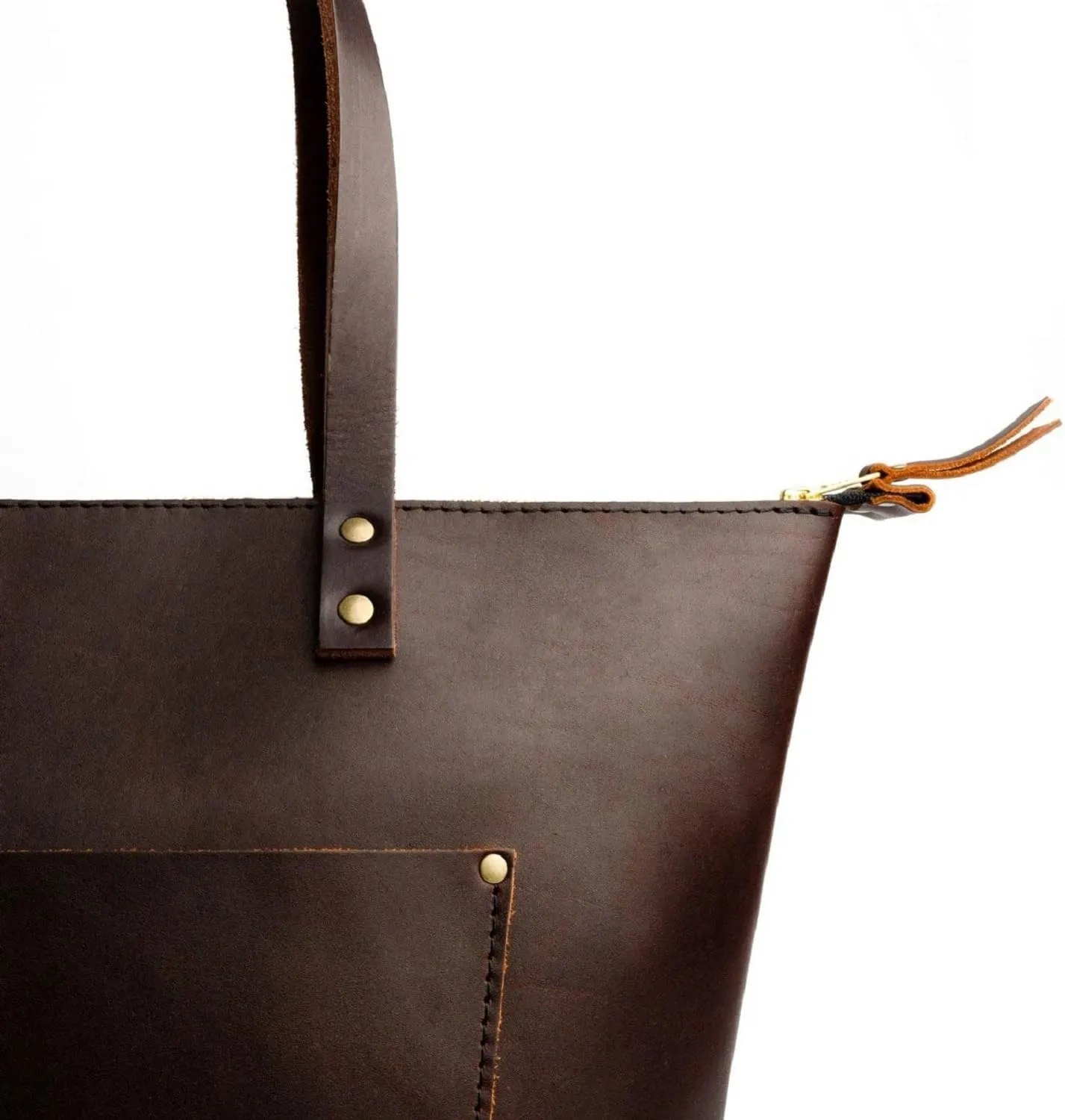 Portland Leather Goods Medium Zipper Tote Bag  Handmade, Durable & Unlined  Interior & Exterior Pockets