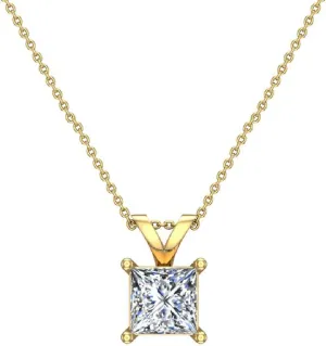 Princess Cut Diamond Pendant Necklace for women Chain (F, VS1)