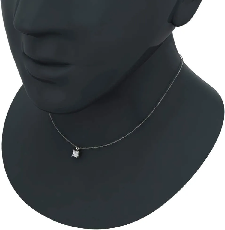 Princess Cut Diamond Pendant Necklace for women Chain (F, VS1)