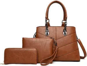 PU Leather Tote Hobo for Women Shoulder Crossbody Bags 3pcs Satchel Clutches Wallets