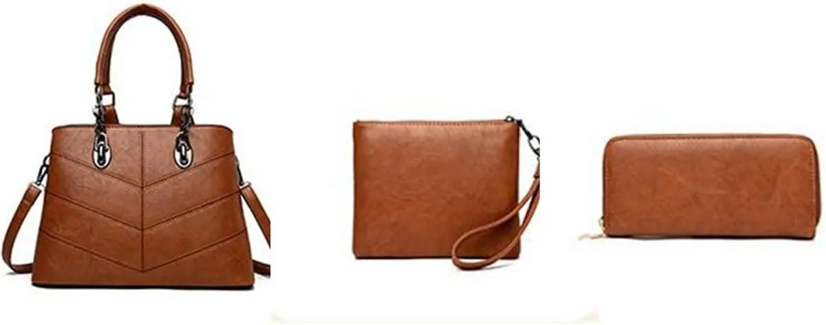 PU Leather Tote Hobo for Women Shoulder Crossbody Bags 3pcs Satchel Clutches Wallets