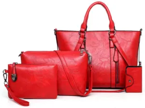 PU Leather Tote Hobo for Women Shoulder Crossbody Bags Elegant 4pcs Satchel Clutches Wallets